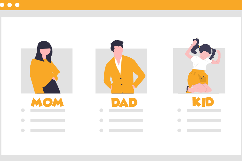 Picture of mom, dad and a kid.